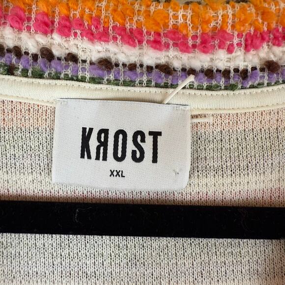 KROST Crushed Sand Sweater Vest Sz XXL | Multicolor Knit Stripe Y2K Vibe - Picture 7 of 10